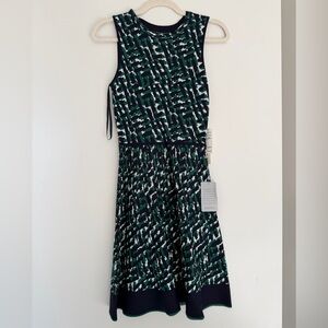 Eliza J Green & Navy Patterned Sleeveless Fit & Flare Dress PXS NWT